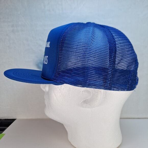 Vintage Funny Saying Trucker Hat Cap Mesh Snapback Blue "I'll Kick Your A$$" - Picture 3 of 8